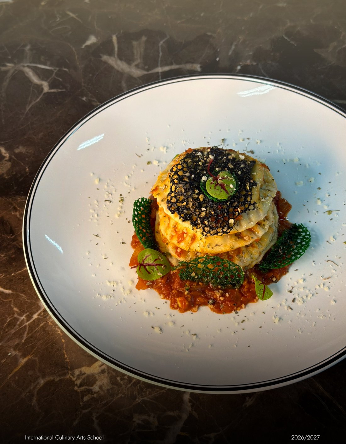 Fine dining plated dish by ICAS students