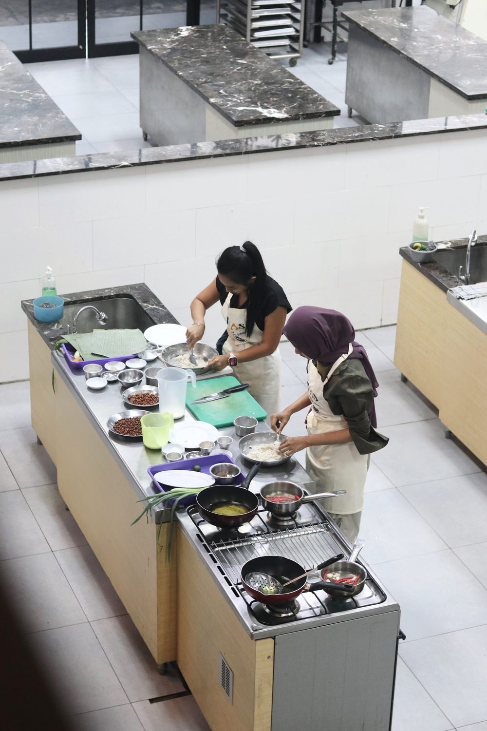 Students plating a dish